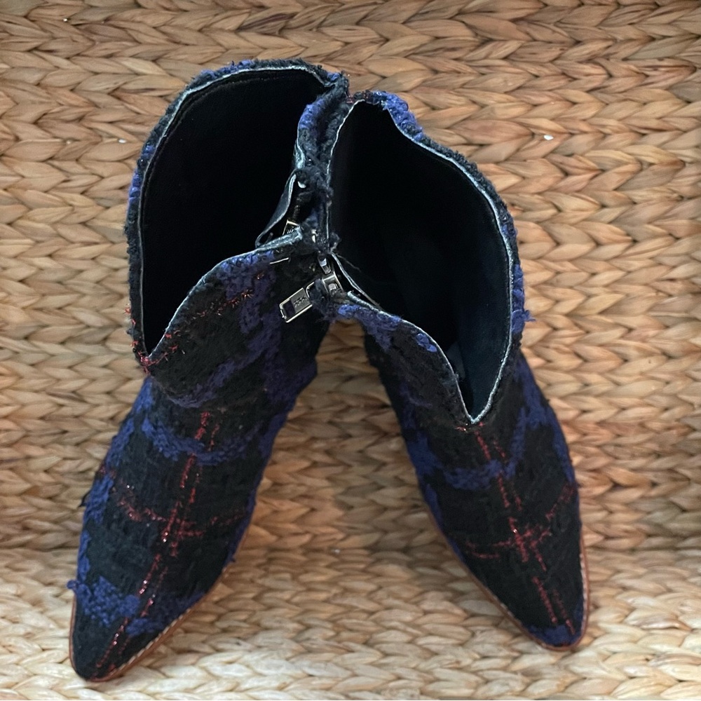 Momo Tweed Ankle Boots Patchwork Blue - Picture 6 of 12